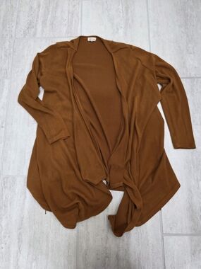 Heart Hips Open-Front Draped Cardigan - Brown